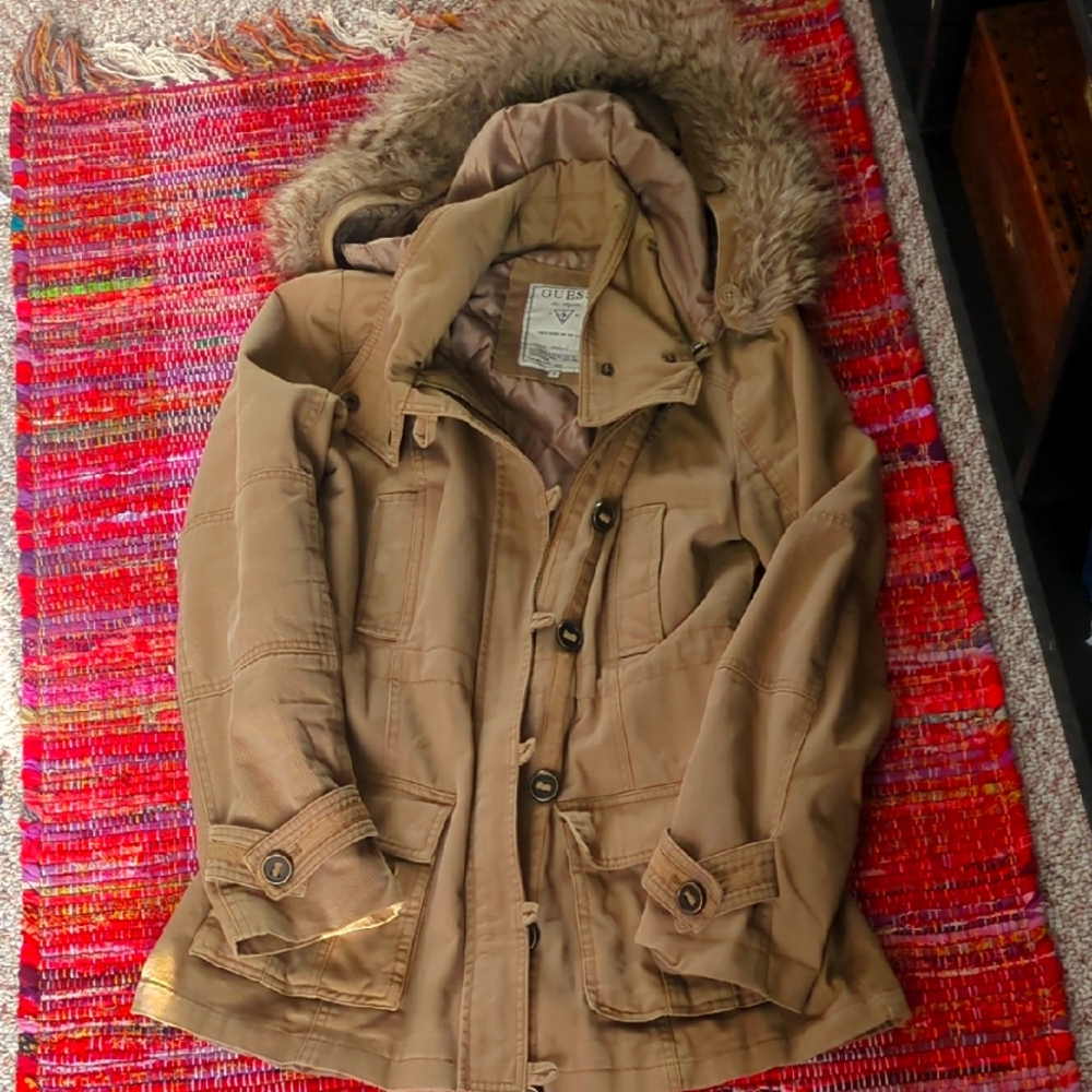 Guess Tan canvas winter coat